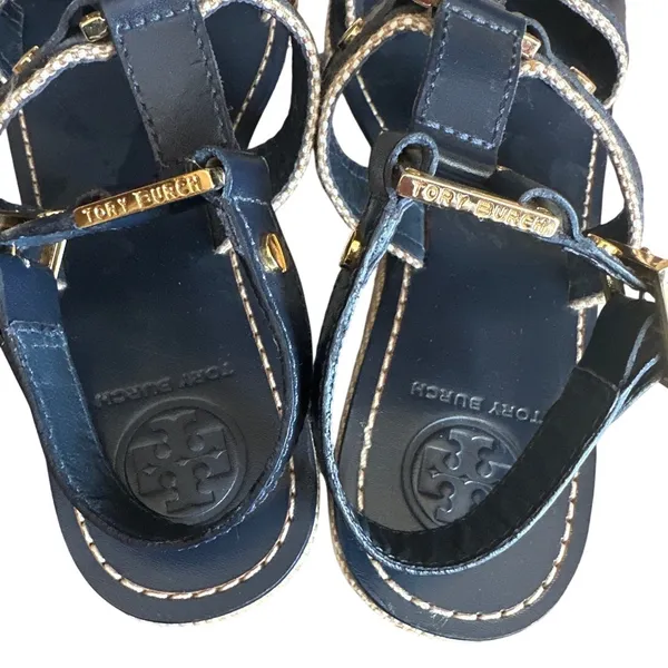 Tory Burch Navy Platform‎ Wedge Sandals 7 - Image 11