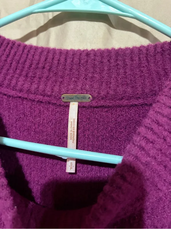 Free People High Low Plum Oversized Sweater Tunic Purple peaches - Image 4