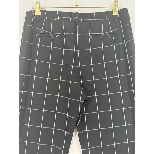 Alfani Windowpane Plaid Pants Women 8 Black White Straight Leg Stretch Trousers - Image 4