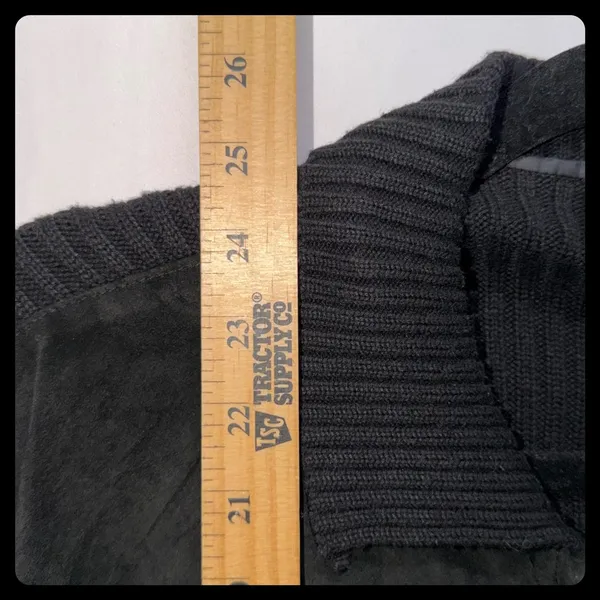 Chico's Design Jacket Women Size 2 Black Leather Suede Knit Mixed Media Coat - Image 4