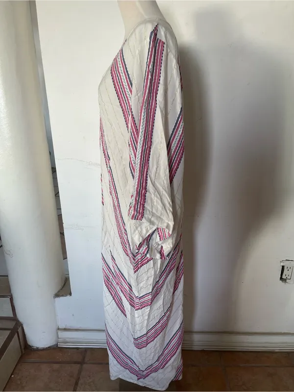 Cost Plus World Market Striped V-Neck Maxi Dress in Cream, Pink & Navy - Image 2
