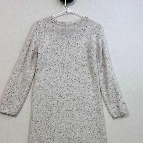 LOFT Heather Gray Long Sleeve Dress with Button Details - Image 9