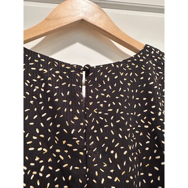 Downeast Womens XL Black Tan Seed Print Ruffle Long Sleeve Wide Leg‎ Jumpsuit - Image 7