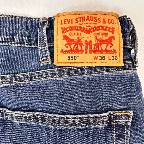 Levi's 550 Men's Jeans Size 38/30 Medium Blue Wash Straight Leg Cotton Classic - Image 8