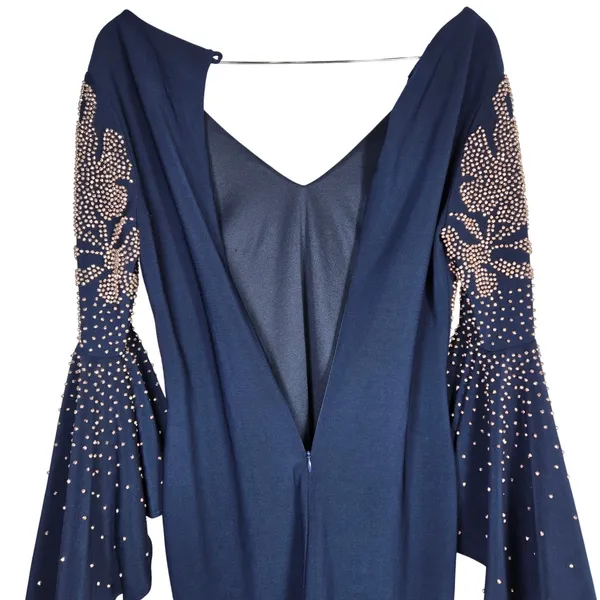 Betsy & Adam Navy Beaded Bell Sleeve V Neck Mini Cocktail Dress Size 8‎ NWT - Image 3