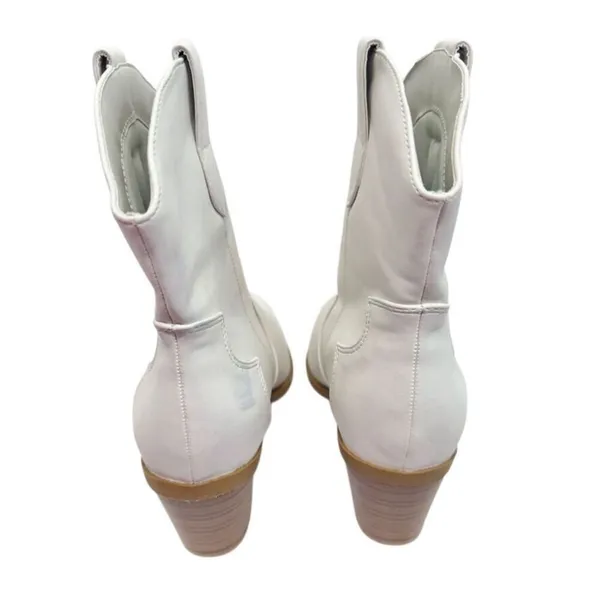 Journee Collection Western Boots Size 9 White‎ Pointed Toe Block Heel - Image 6
