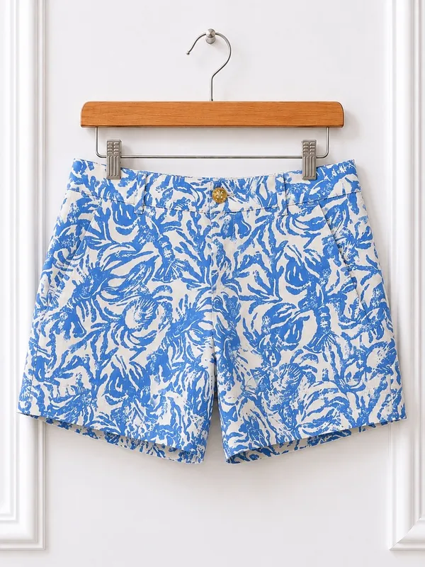 Lilly Pulitzer Callahan Shorts Blue White Print Women’s Size 0 5” Inseam - Image 2