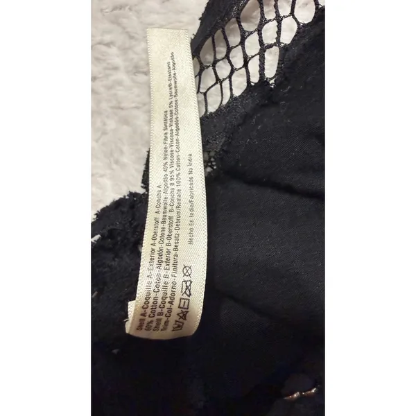 Free People Adelia Black Floral Lace Smocked Back Strappy Bralette Top Small - Image 5