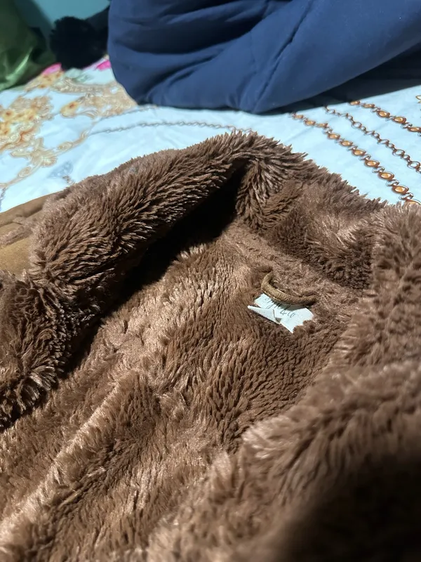 Style & Co Brown Faux Shearling Aviator Jacket - Image 3
