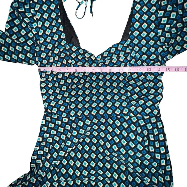 B.O.G. Band Of The Free Womens Genevieve Teal‎ Diamond Long Sleeve Mini Dress S - Image 7