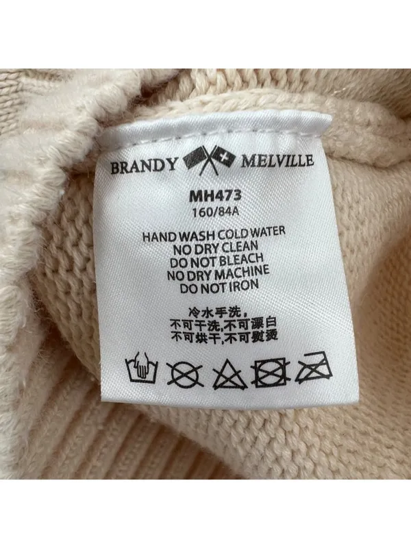 Brandy Melville Aleah Half-Zip Cotton Sweater Cream Size Medium Preppy Casual - Image 8