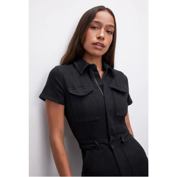 Good American Fit For Success‎ Denim Jumpsuit Black Womens Size S - Image 2