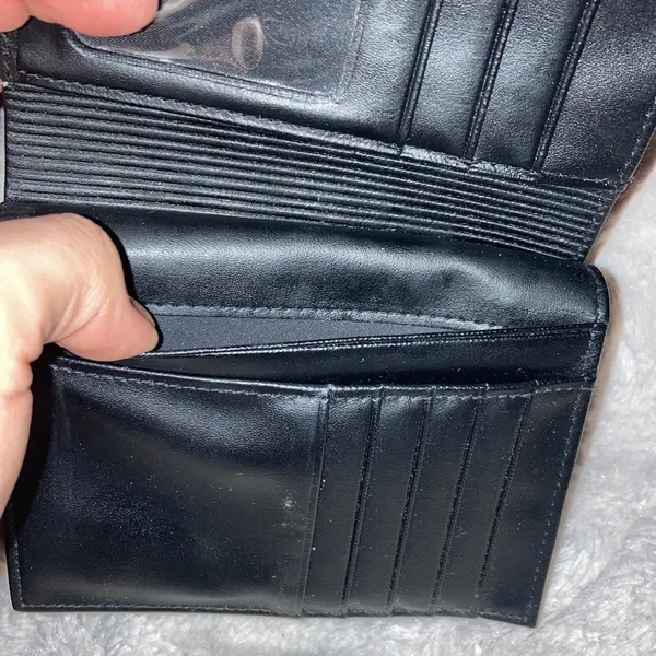 Small Black Top Grain Cowhide Leather Wallet - Image 8