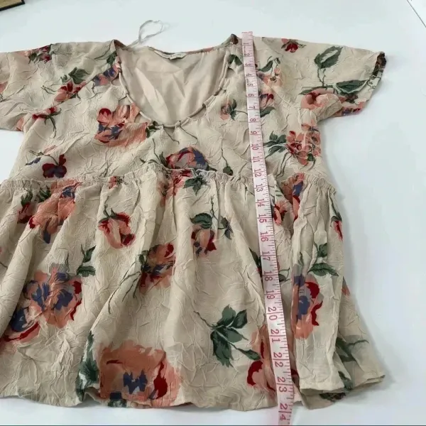 LUCKY BRAND Women's Pink Floral Flutter short sleeve Top S - Image 9