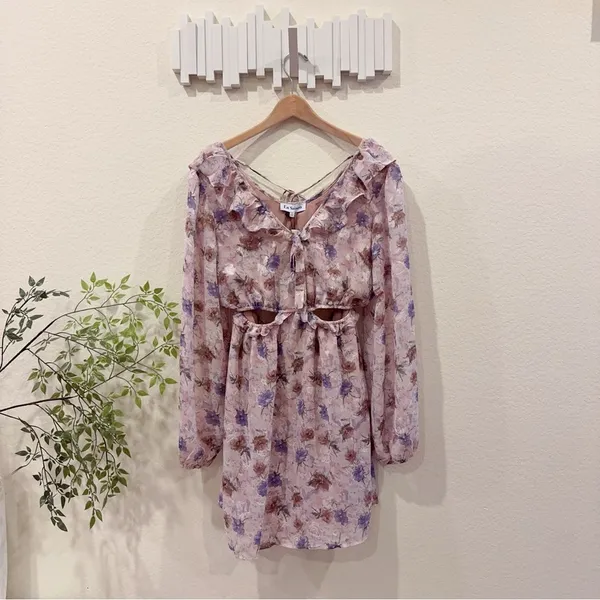 En Saison Annabel Purple Floral Open Back Mini Dress Size L NWT - Image 4