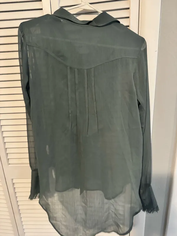 Free people Sheer Ruffled Button-Front Women's Top - Dark Green - Image 5