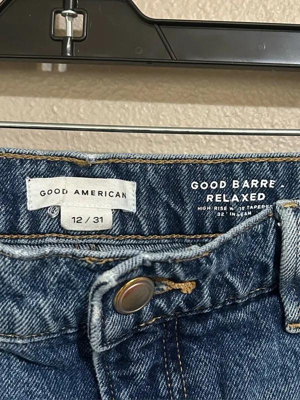 Good American Good Barrel Leg Relaxed High Rise Denim Jeans Women’s 12 / 31 - Image 8
