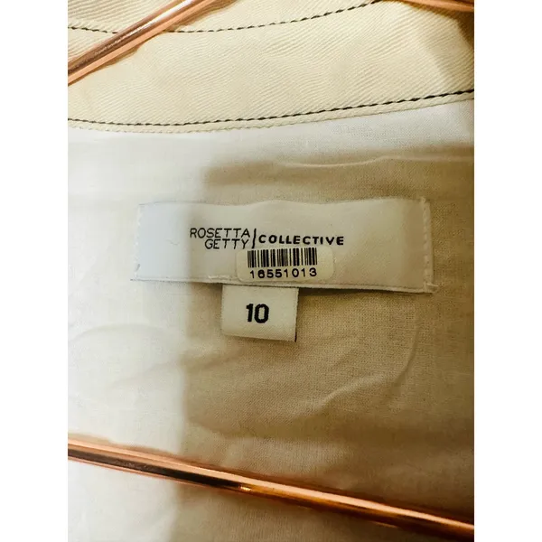 ROSETTA GETTY COLLECTIVE Off White Beige Twill 100% Cotton Bone Dress Size 10 - Image 9
