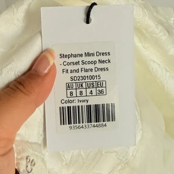 Showpo. NEW Stephane Mini‎ Dress Corset Scoop Neck Fit and Flare Dress in Ivory - Image 9