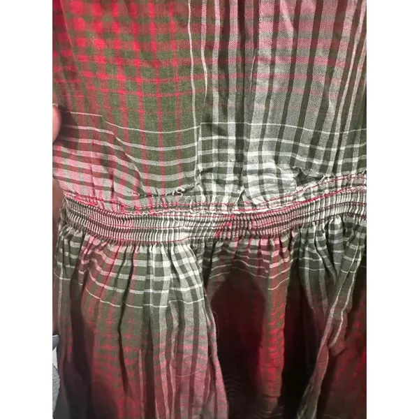 Vintage 50's Marcy Allen Original Red Green Plaid Puff Sleeve Button Dress - Image 15