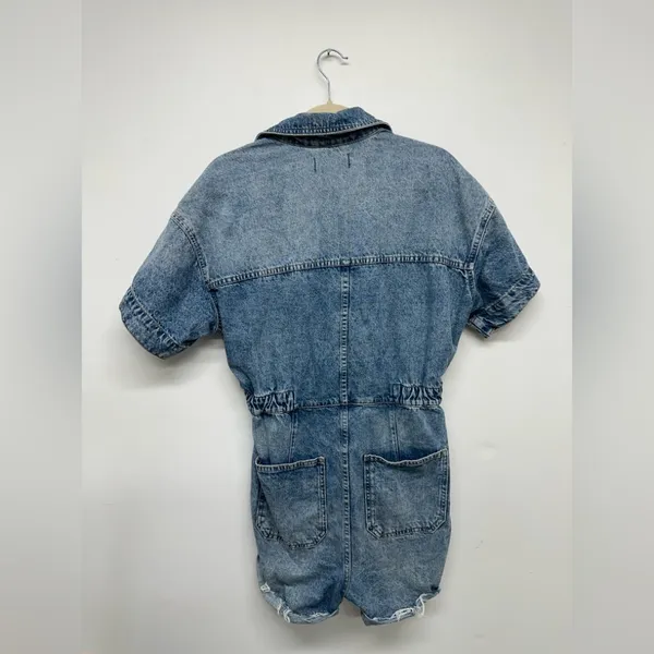 Free People Marci Shortalls Mid Wash Size S - Image 8