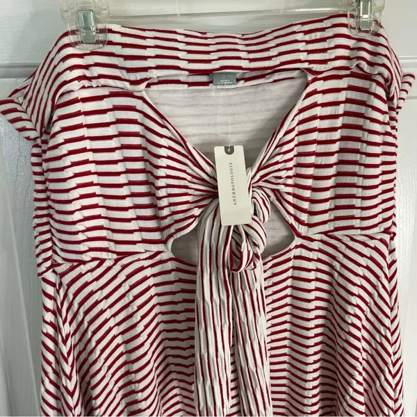 Anthropologie Maeve Caleta Handkerchief Red Stripe Strapless Dress XL New - Image 10
