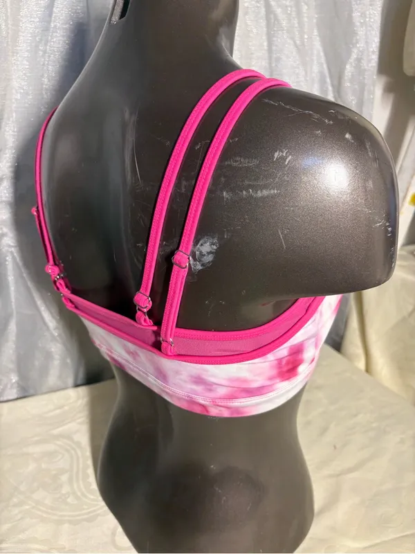Good American Pink Tie-Dye Double-Strap Sports Bralette - Image 9