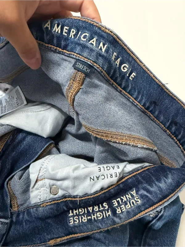 American Eagle Stretch‎ Suoer High Rise Ankle Straight 5928 Size 12R Streetwear - Image 4