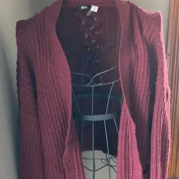 Urban Outfitters BDG Dark Red Knit Button-Up Cardigan Sweater Sz. - Image 2