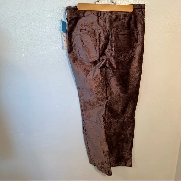 Free People Women's Size 26 Velvet Crop Flare Pants Taupe Brown Purple Stretch‎ - Image 10