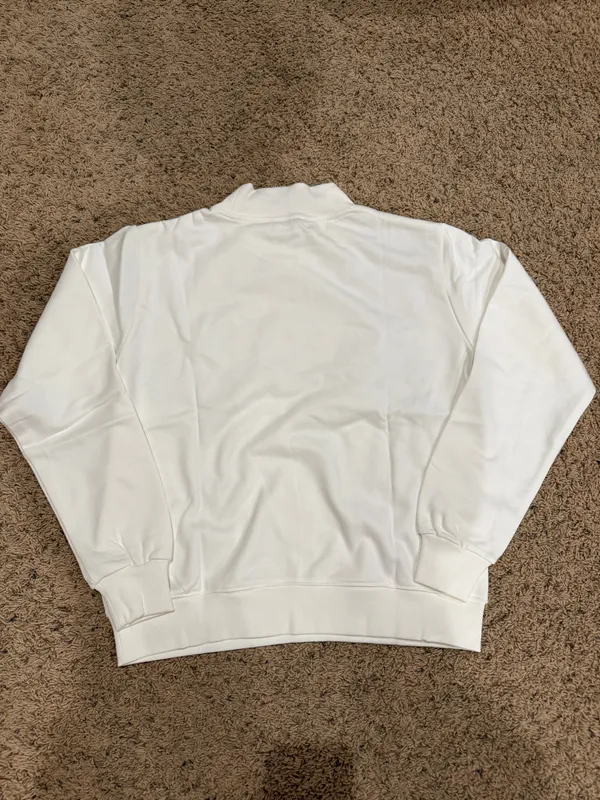 Parke varsity mockneck sweatshirt white and navy L/XL - Image 5