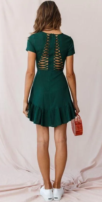 Selfie Leslie MEILANI A-LINE EMPIRE DRESS EMERALD FOREST GREEN - Image 3