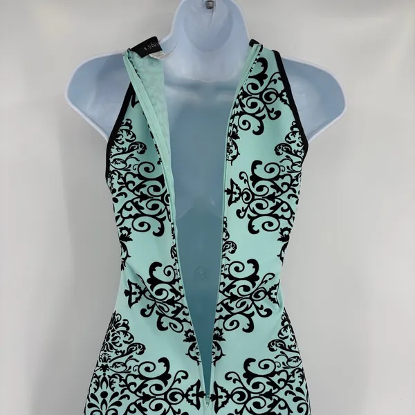 B Darlin Velvet Floral Bodycon Dress Sz 1/2 Y2K Coquette Party Club Mint Halter - Image 8