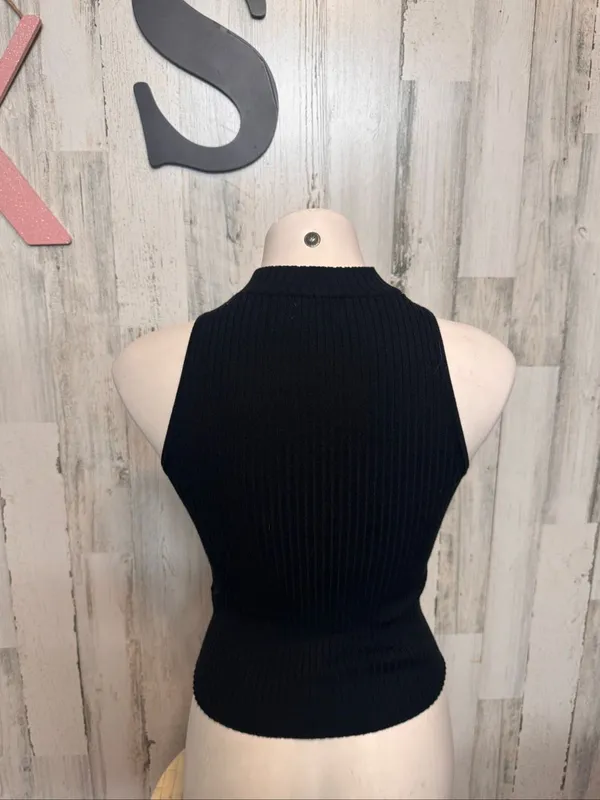 Rumor Boutique Choker Cutout Ribbed Tank Womens XS Black Sleeveless Knit Top - Image 5