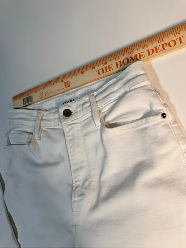 Frame Denim White Straight-Leg High-Rise Jeans Sz 28 - Image 6