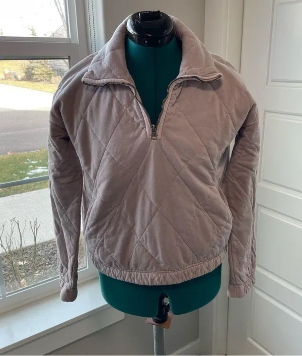 Abercrombie Purple Lavender Quilter Pullover Quarter Zip Sweater - Image 2