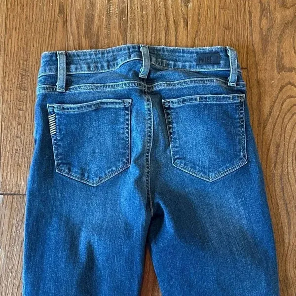 Paige skyline skinny crop mid rise dark wash 27 - Image 11