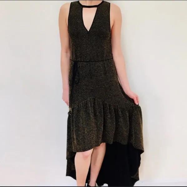 NWT Urban‎ outfitters Ecoté high low gold shimmer dress size medium - Image 2