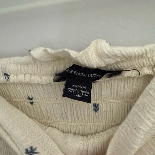 American Eagle Outfitters Cream and Blue Patterned Romper - Image 3