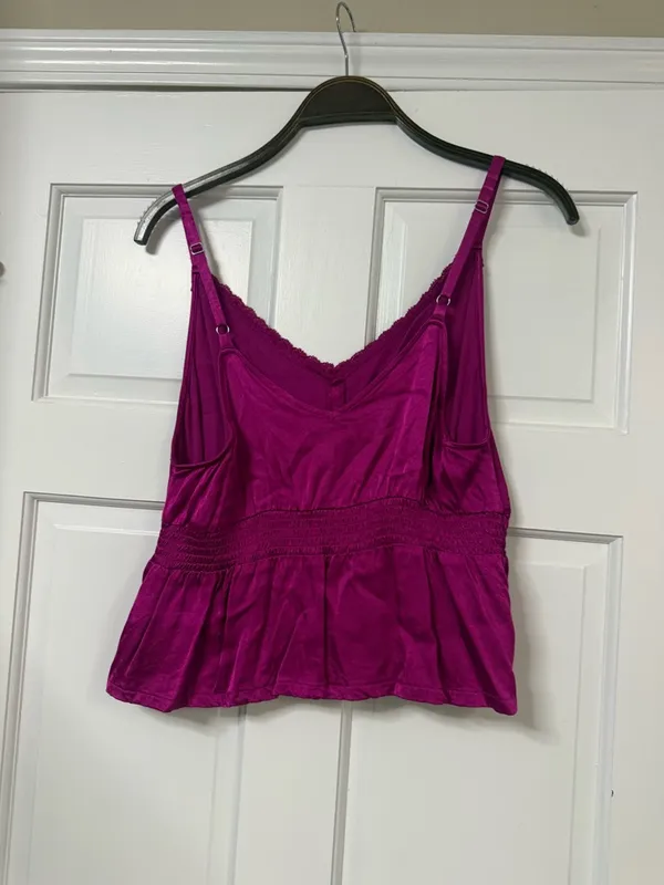 Shyanne Deep Magenta Lace-Trim Smocked Tank - Image 4