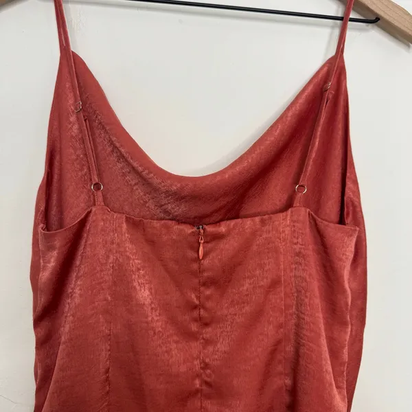 Altar'd State Womens Cowl Neck Satin Cami Mini Dress Salmon Slip Size Medium - Image 4