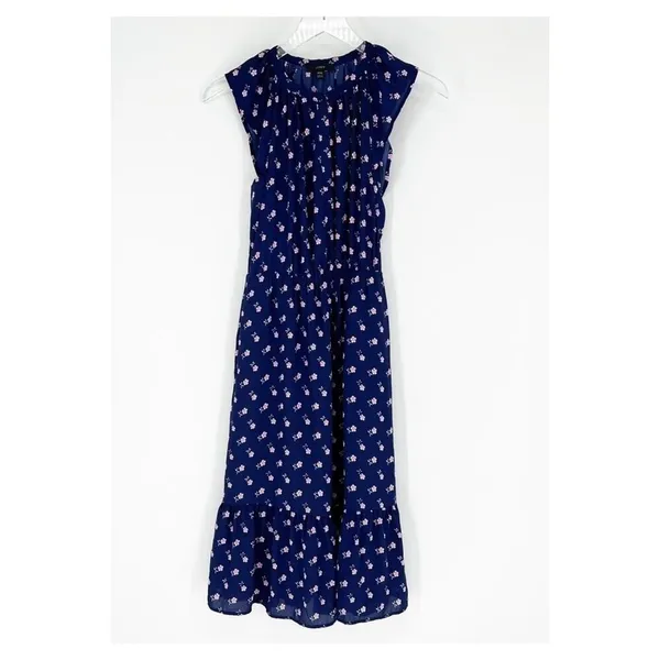 J.Crew Flutter Sleeve Bandana Floral Print Midi Dress Women's Size‎ XXS Blue - Image 3