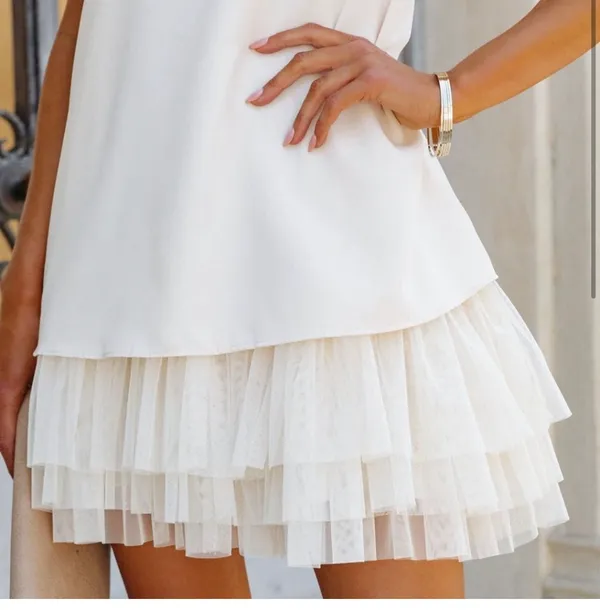 Vici New -Crown Tulle Mini Dress - Cream - Image 3
