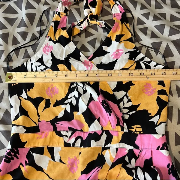 Skylar Rose Multicolor Floral Print Faux Wrap Style V Neck Skirted Romper Size S - Image 11