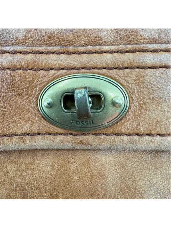 Vintage Y2K Fossil Bag Camel Brown Genuine Leather Butter Soft Shoulder Hobo - Image 9