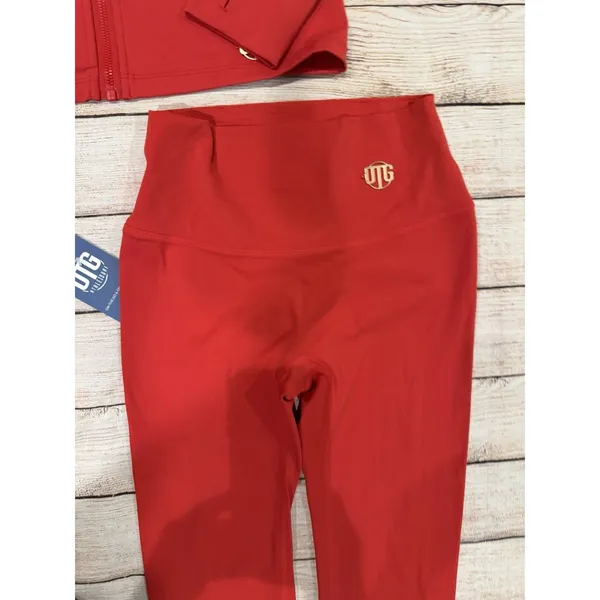NWT OTG Athleisure Red activewear set Jacket, Sport Bra And Pants Leggings - Image 5