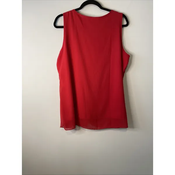 Iwollence XL Red Sleeveless Blouse Layered Chiffon Career Party Top - Image 7