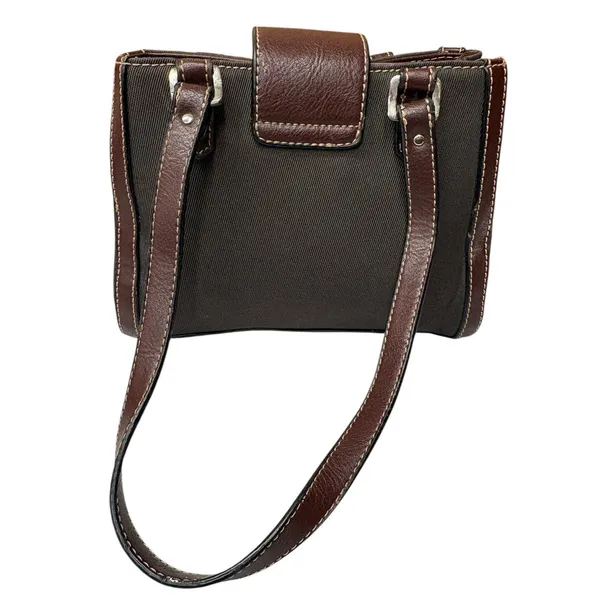 Vintage Etienne Aigner Mini Satchel Brown Leather Trim Canvas Shoulder Purse - Image 6