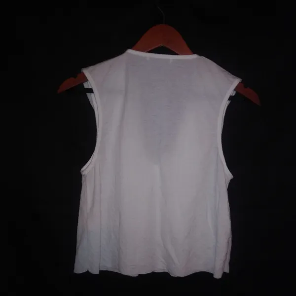 ZARA S White Cotton Wide Ruffle Crop Top - Image 5