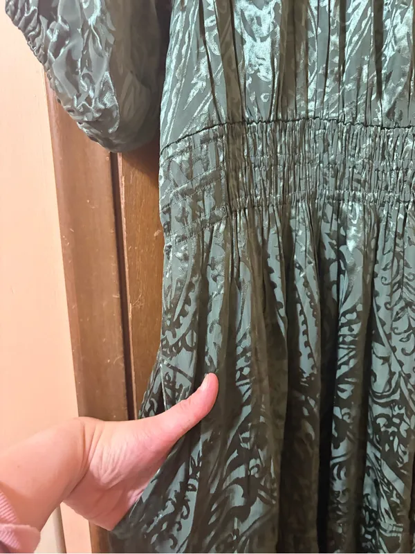 Anthropologie Green Jacquard Maxi Dress - Image 4